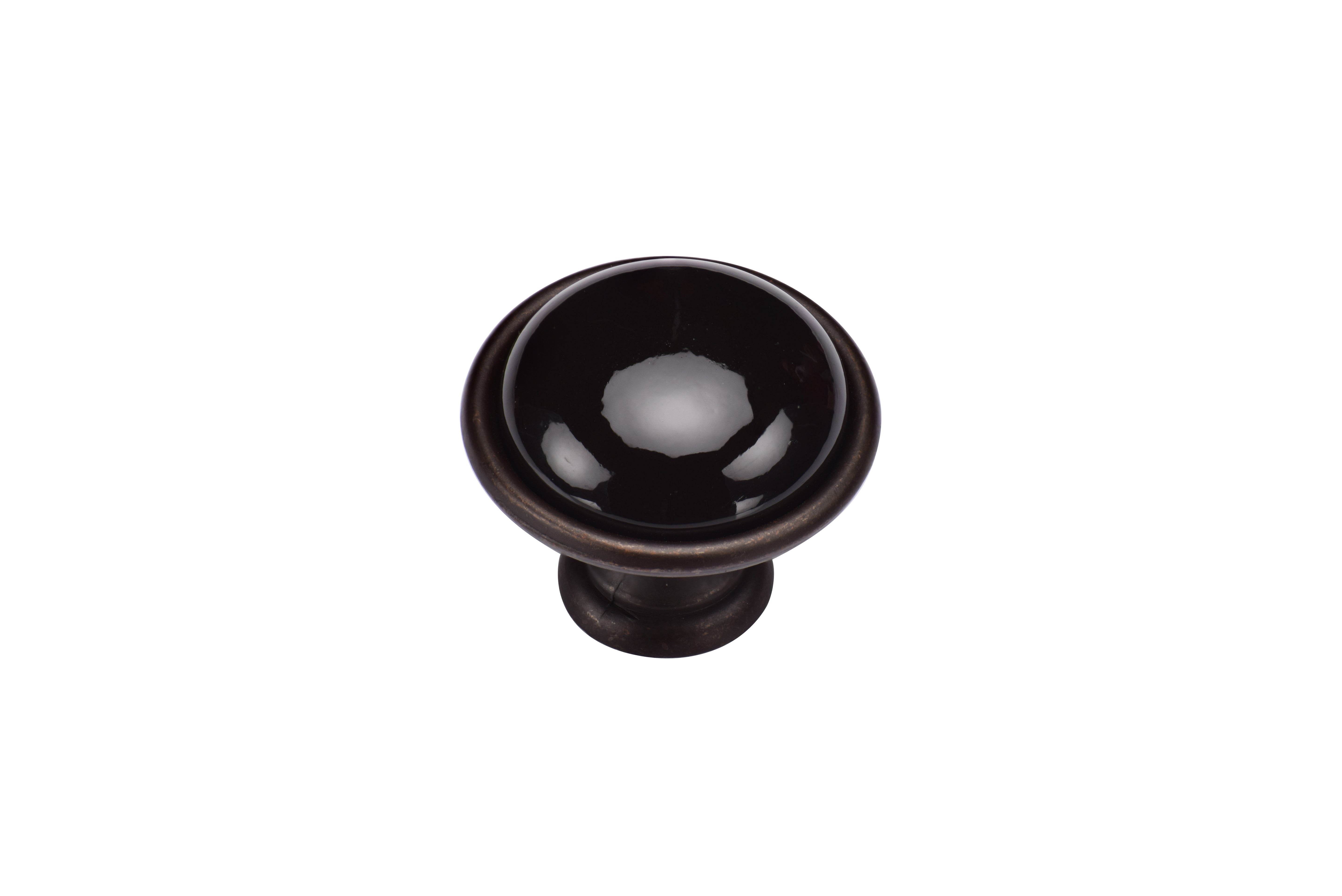 Manzoni Dome Black Ceramic Cabinet Knob