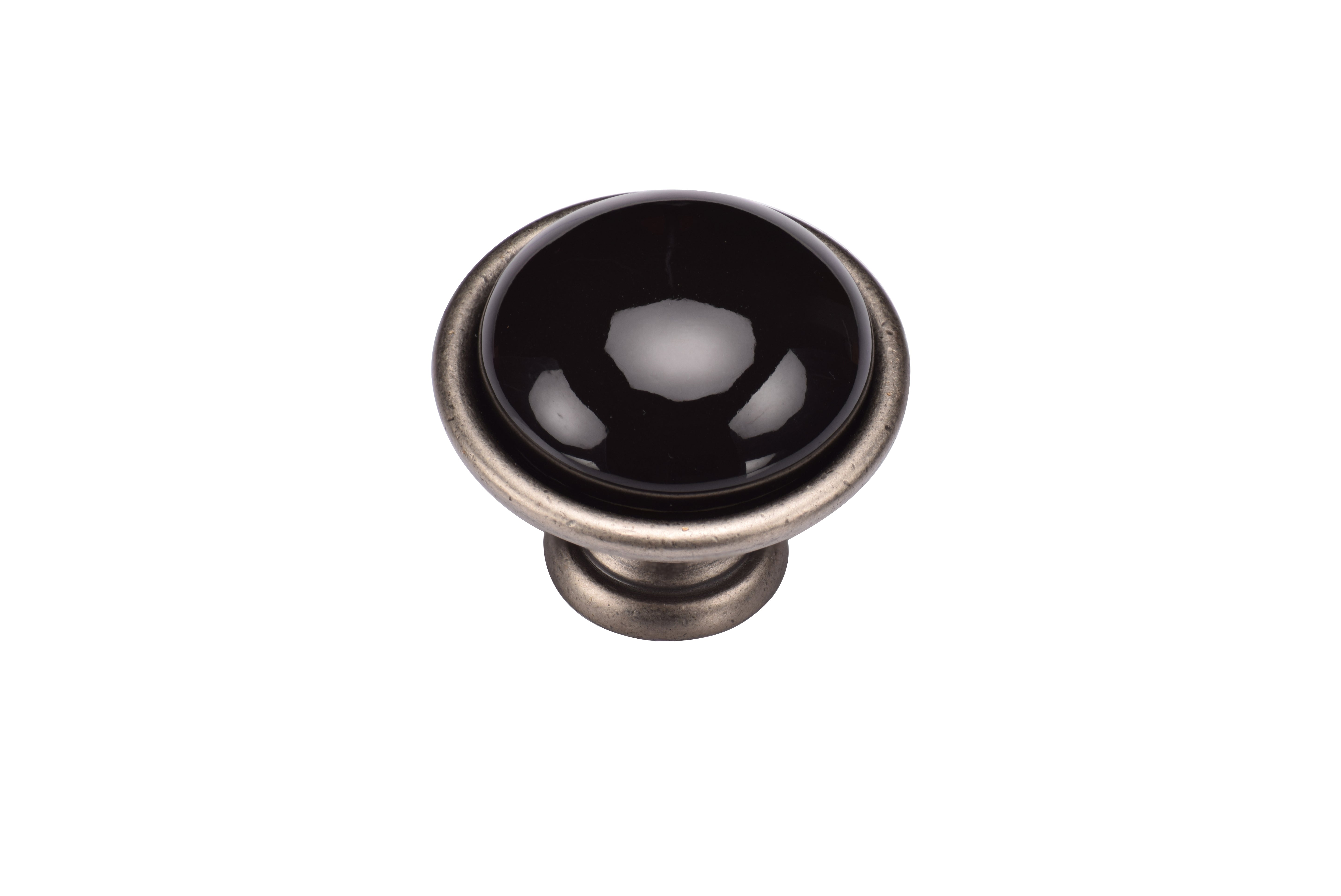 Manzoni Dome Black Ceramic Cabinet Knob