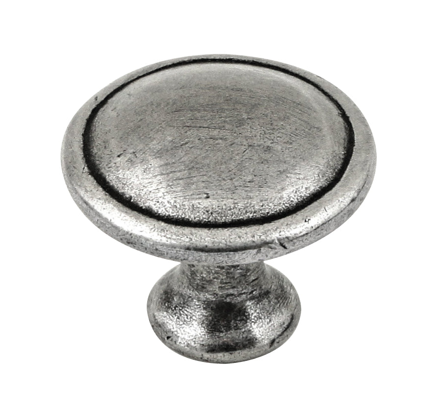 Manzoni Oliver Round Pewter Cabinet Knob