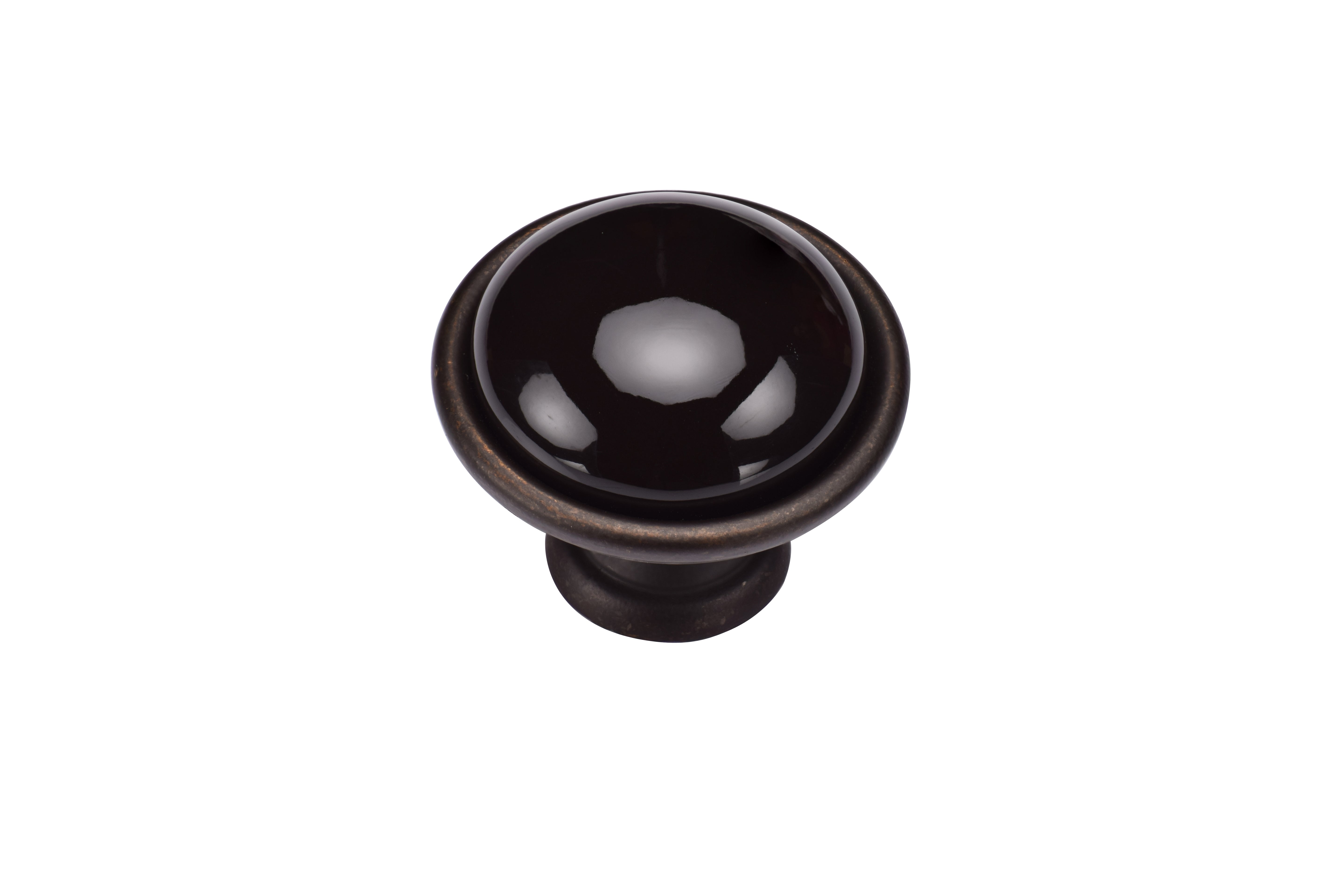 Manzoni Dome Black Ceramic Cabinet Knob