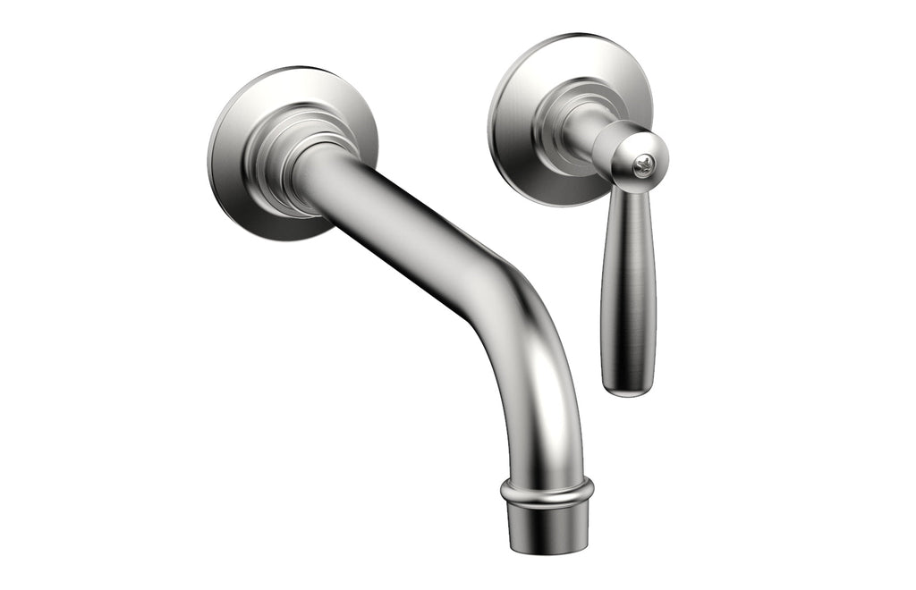 WORKS Single Handle Wall Lavatory Set   Lever Handles by Phylrich - Satin Chrome