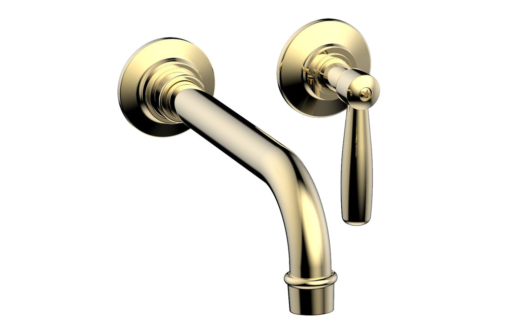 WORKS Single Handle Wall Lavatory Set   Lever Handles by Phylrich - Polished Brass Uncoated