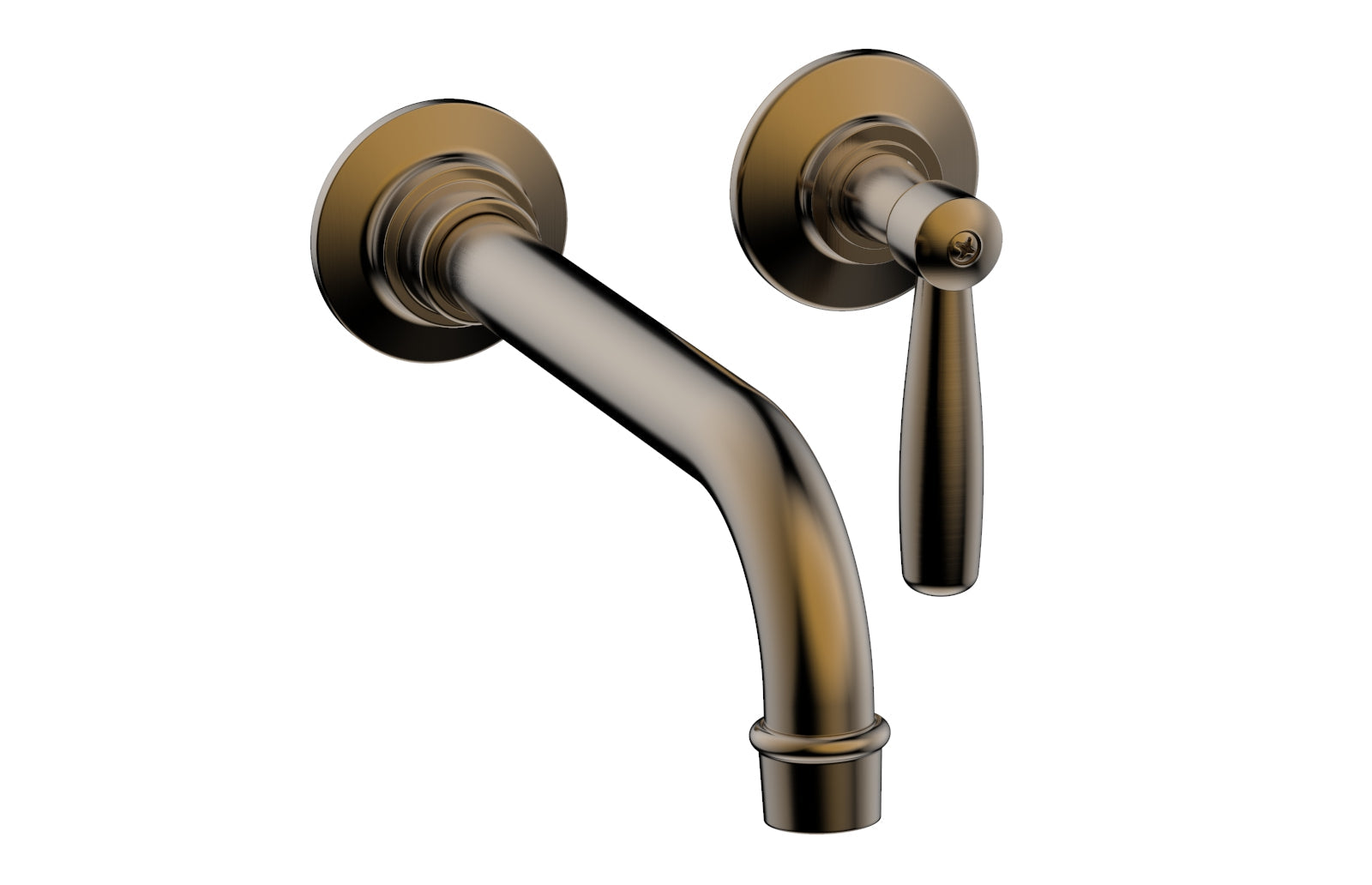 WORKS Single Handle Wall Lavatory Set   Lever Handles by Phylrich - Antique Brass