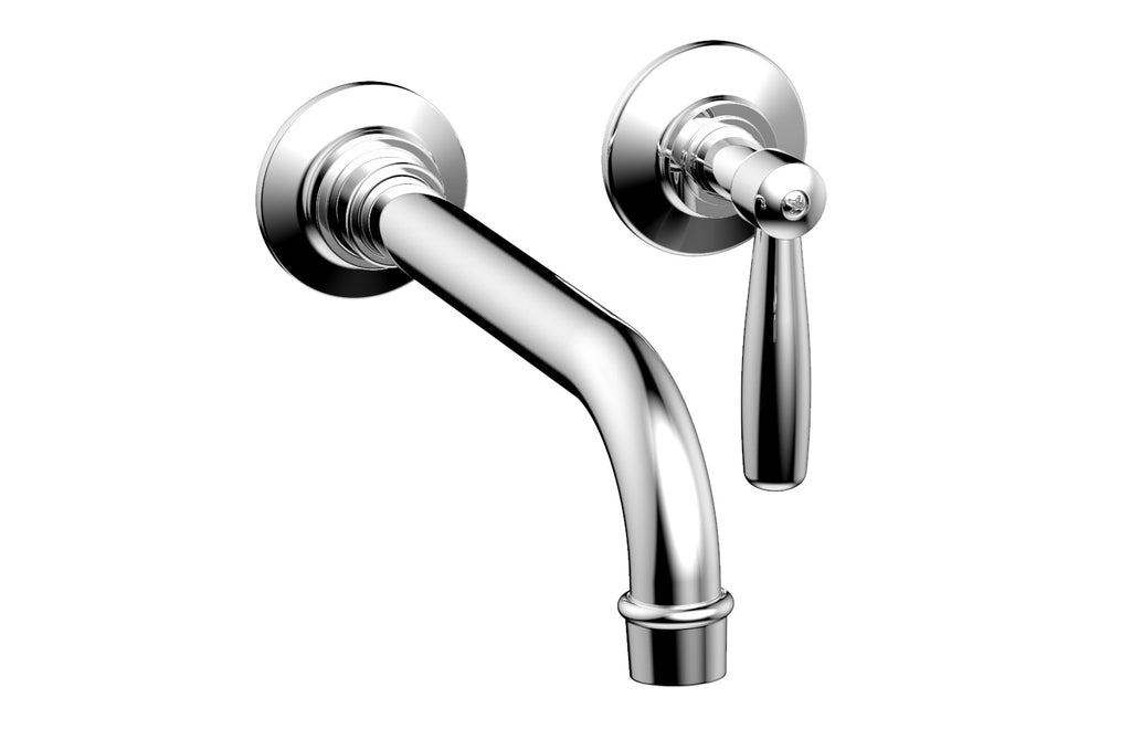 WORKS Single Handle Wall Lavatory Set   Lever Handles by Phylrich - Polished Chrome