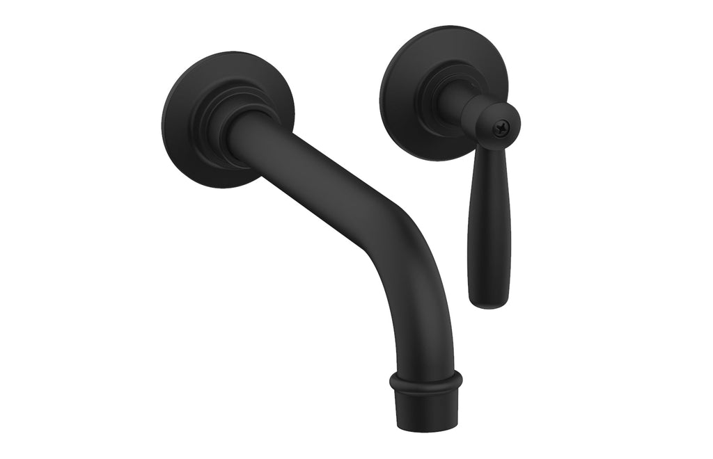 WORKS Single Handle Wall Lavatory Set   Lever Handles by Phylrich - Matte Black
