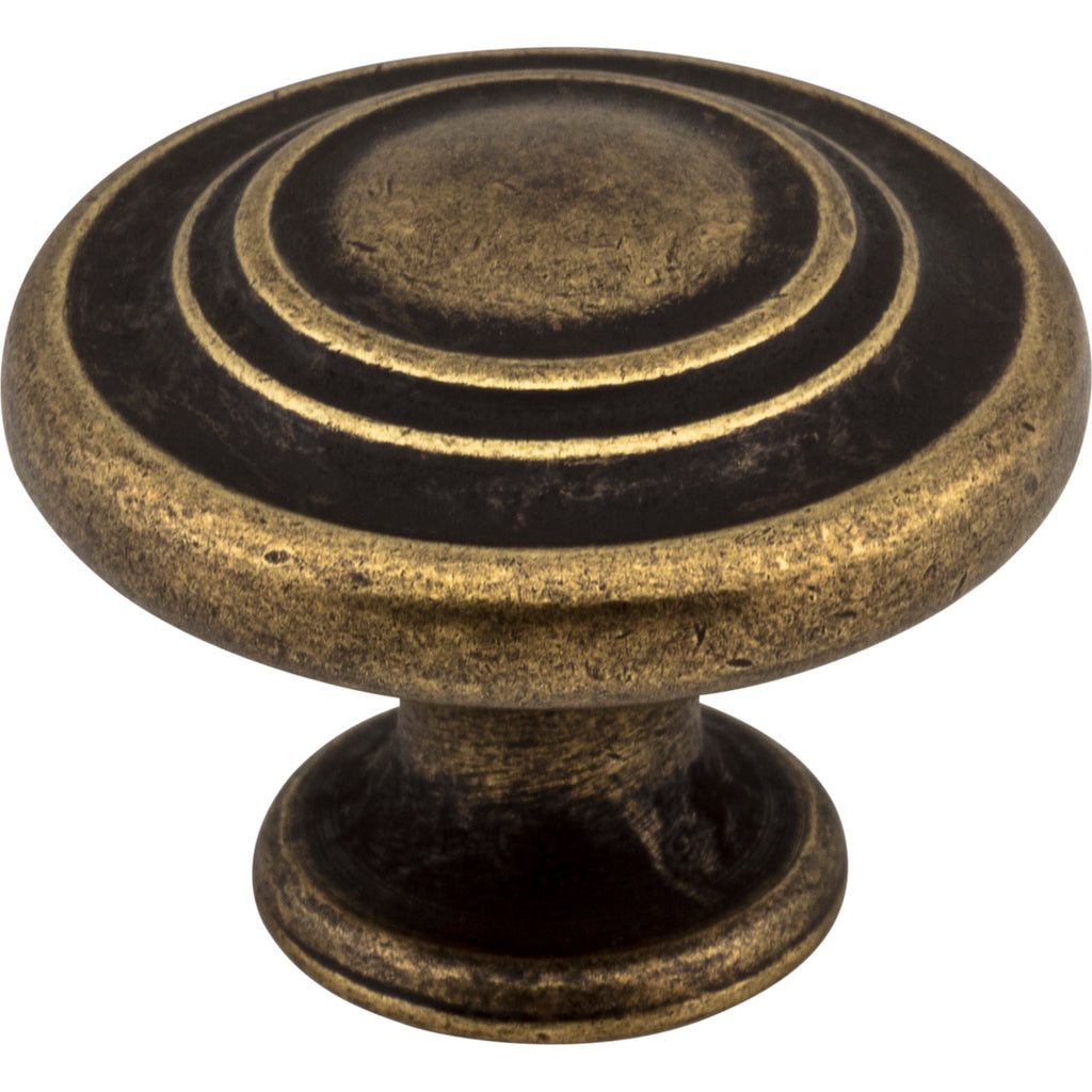 Round Arcadia Cabinet Knob by Elements - Distressed Antique Brass