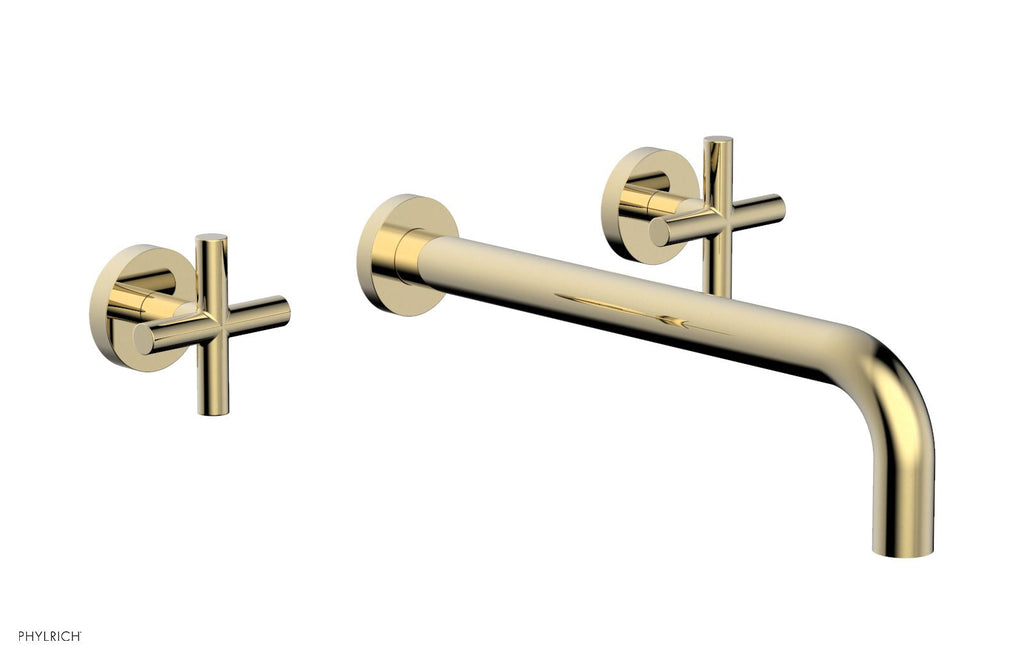TRANSITION   Wall Lavatory Set 12" Spout   Cross Handles by Phylrich - Polished Brass Uncoated