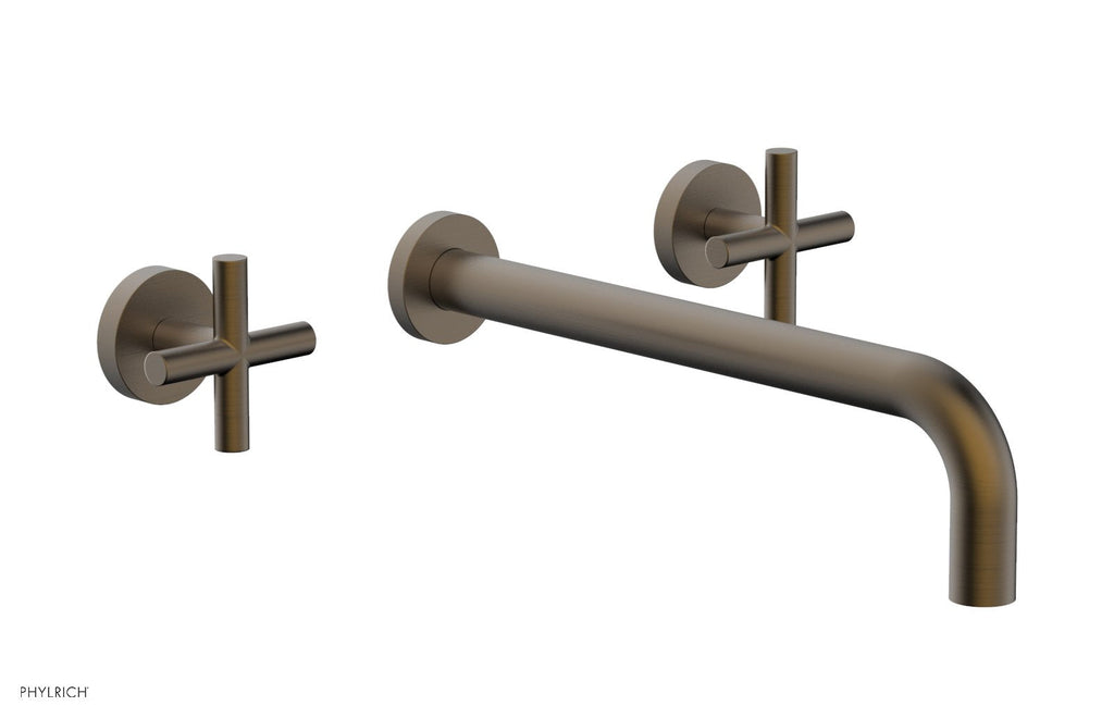 TRANSITION   Wall Lavatory Set 12" Spout   Cross Handles by Phylrich - Old English Brass