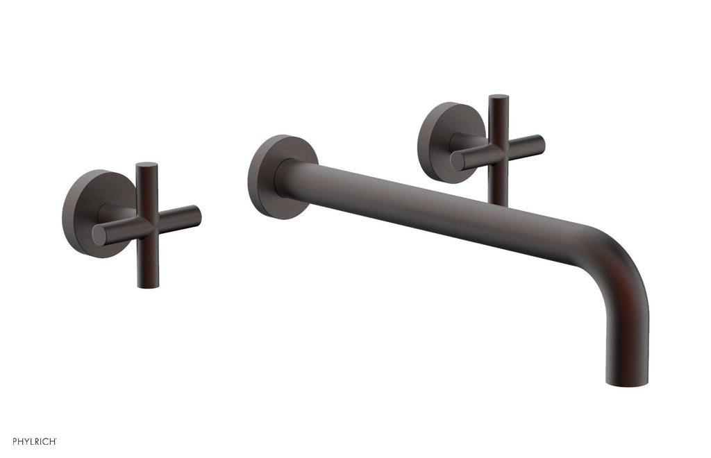 TRANSITION   Wall Lavatory Set 12" Spout   Cross Handles by Phylrich - Weathered Copper