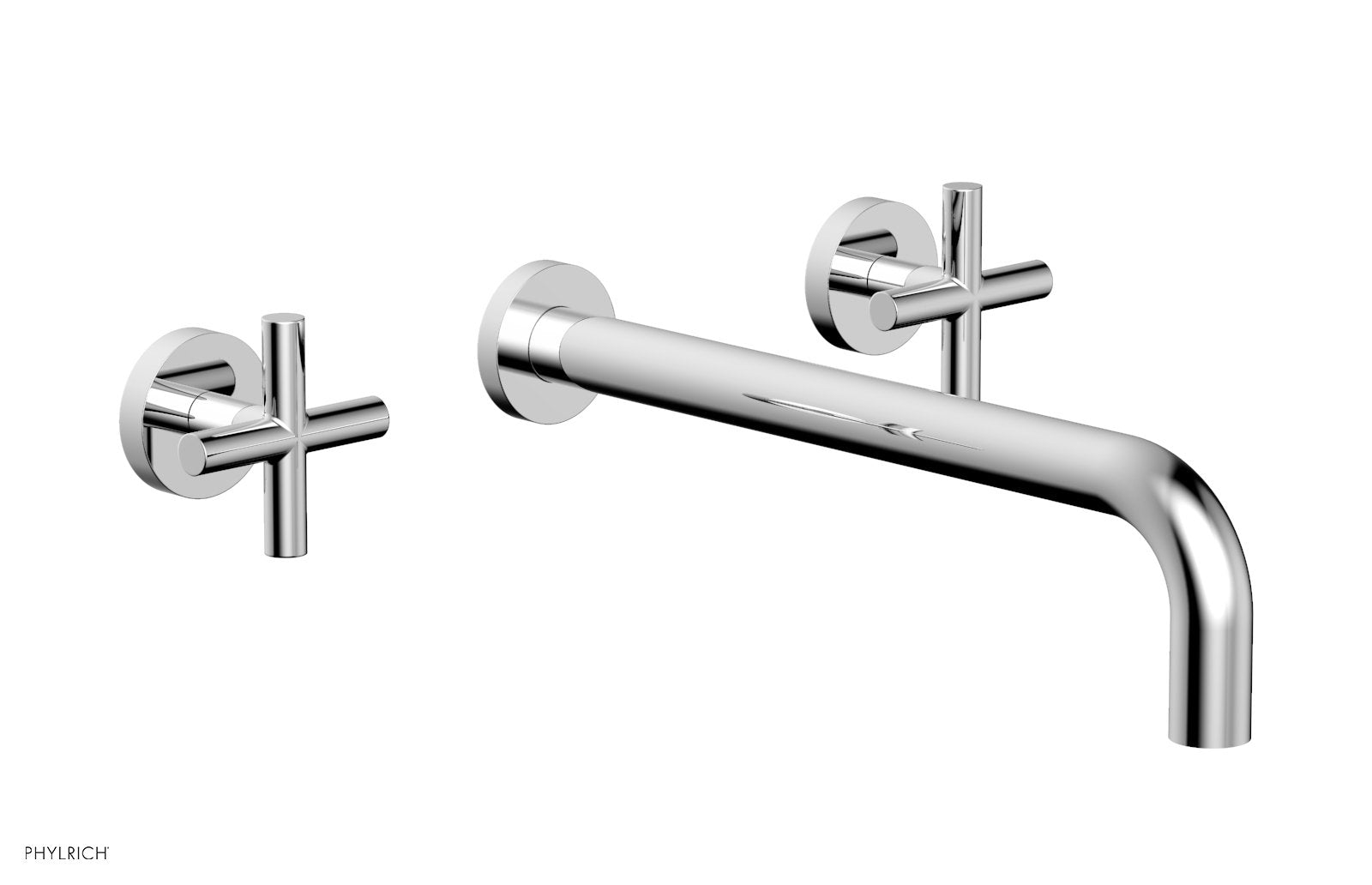 TRANSITION   Wall Lavatory Set 12" Spout   Cross Handles by Phylrich - Satin Brass