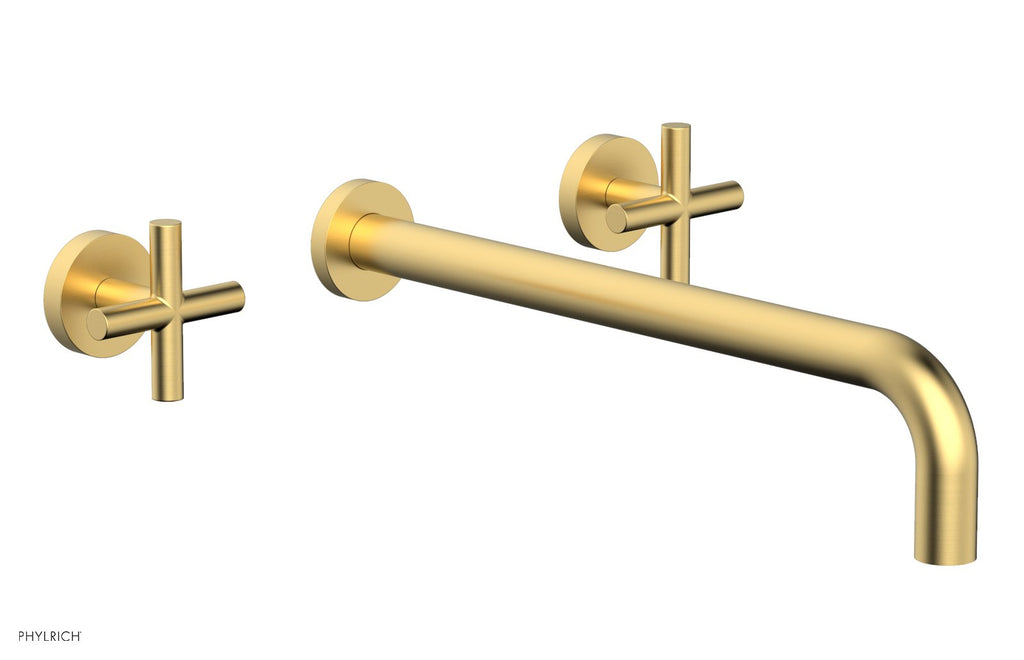 TRANSITION   Wall Lavatory Set 14" Spout   Cross Handles by Phylrich - Burnished Gold