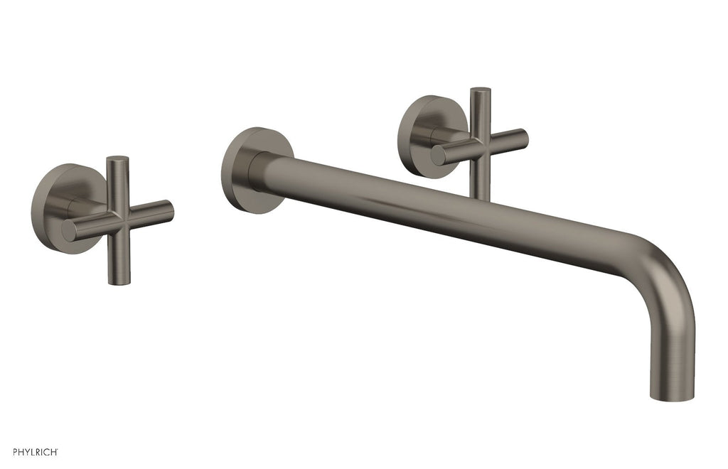 TRANSITION   Wall Lavatory Set 14" Spout   Cross Handles by Phylrich - Pewter