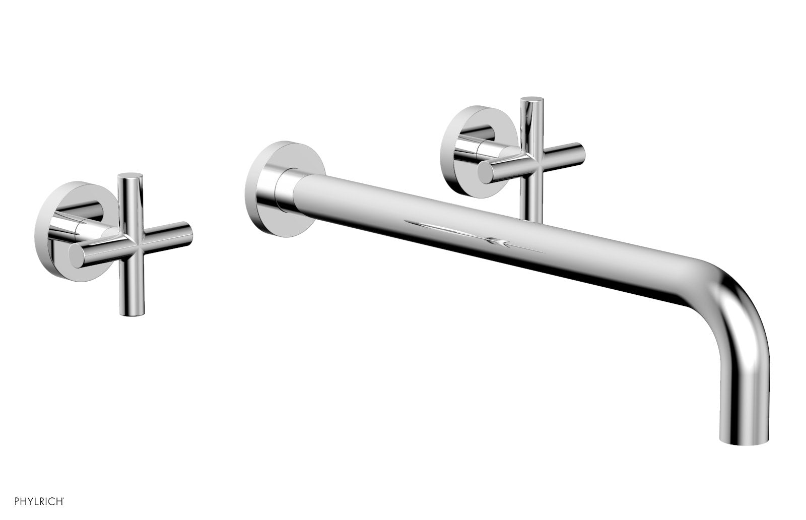 TRANSITION   Wall Lavatory Set 14" Spout   Cross Handles by Phylrich - Satin Brass
