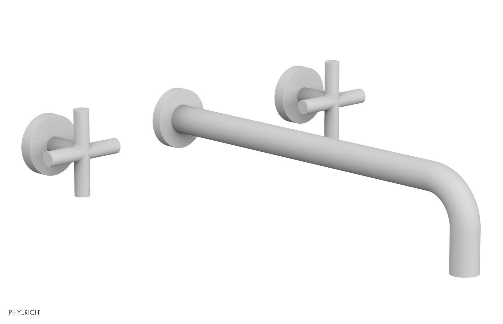 TRANSITION   Wall Lavatory Set 14" Spout   Cross Handles by Phylrich - Satin White