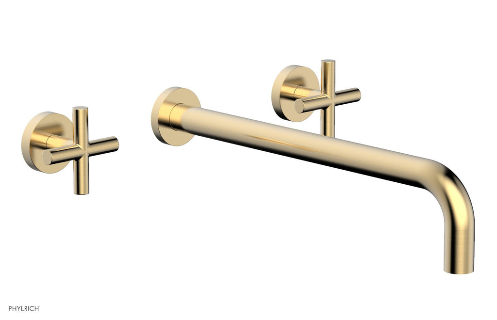 TRANSITION   Wall Lavatory Set 14" Spout   Cross Handles by Phylrich - Polished Nickel
