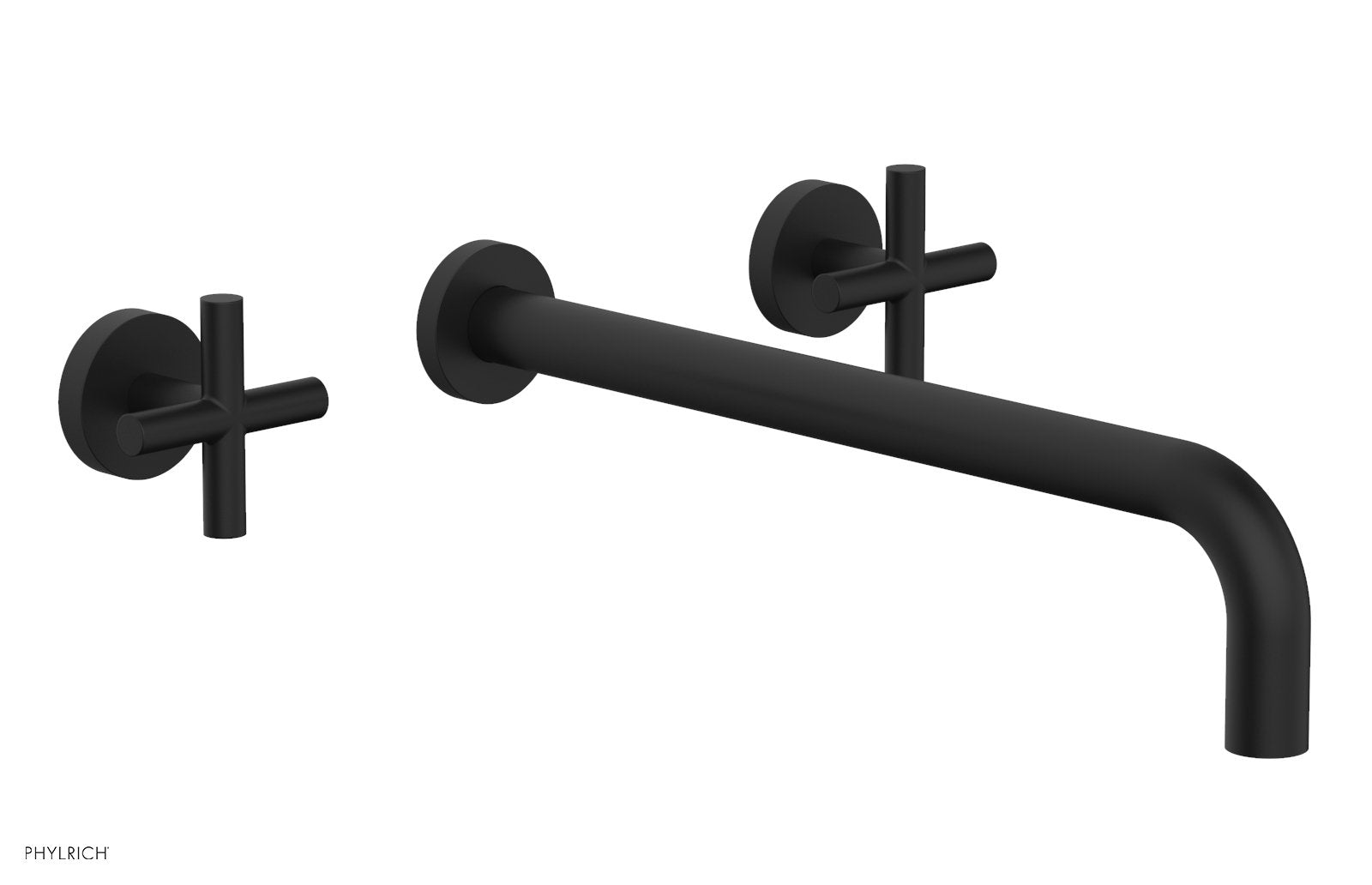TRANSITION   Wall Lavatory Set 14" Spout   Cross Handles by Phylrich - Matte Black