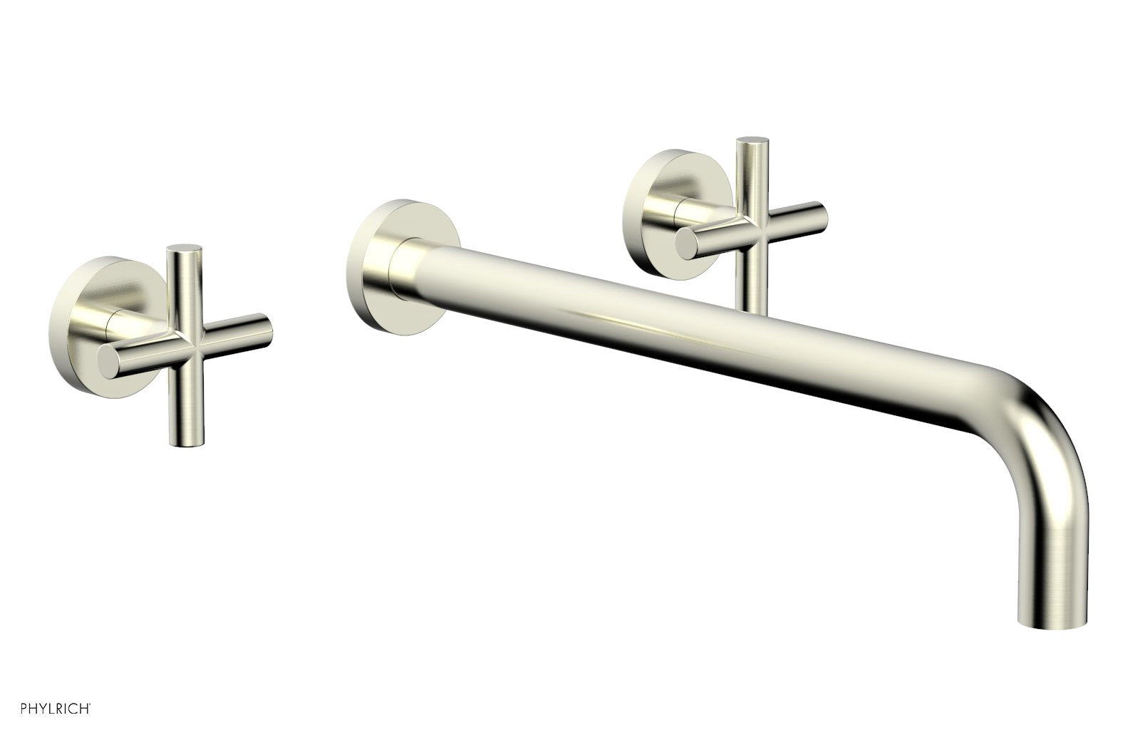 TRANSITION   Wall Lavatory Set 14" Spout   Cross Handles by Phylrich - Satin Nickel