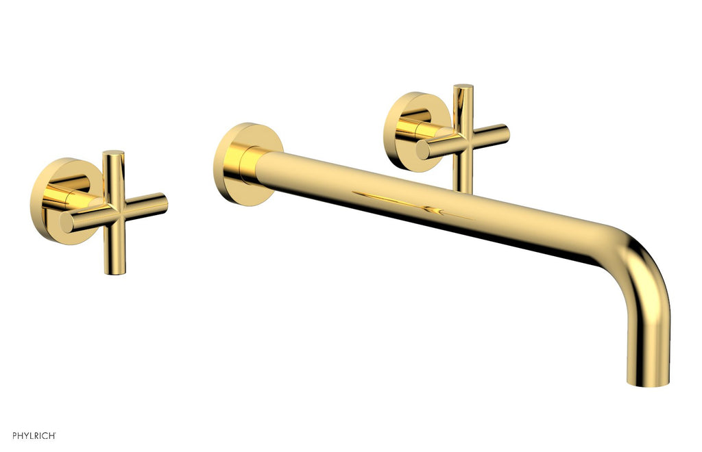 TRANSITION   Wall Lavatory Set 14" Spout   Cross Handles by Phylrich - Polished Gold