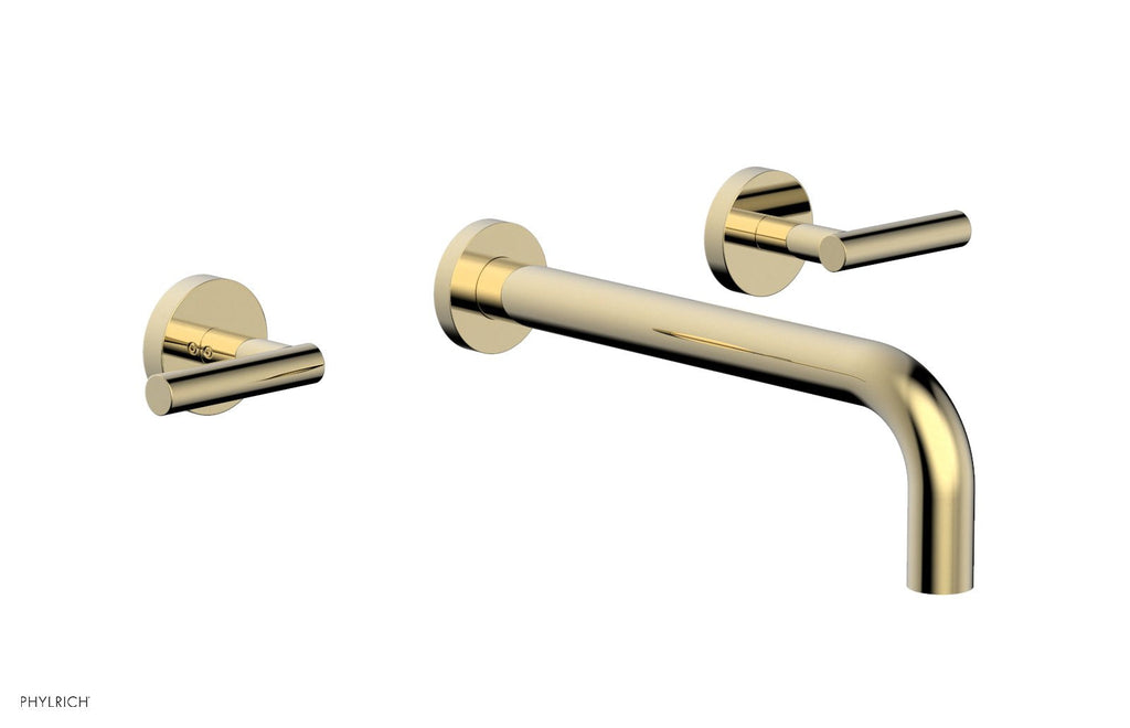 TRANSITION   Wall Lavatory Set 10" Spout   Lever Handles by Phylrich - Polished Brass Uncoated