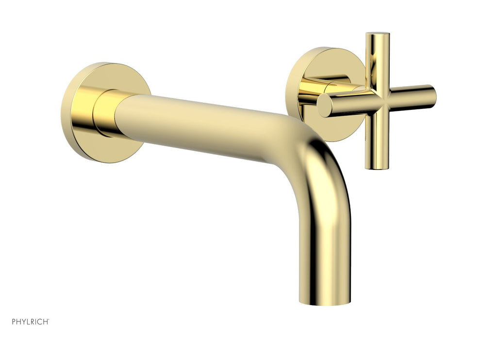 TRANSITION   Single Handle Wall Lavatory Set   Cross Handles by Phylrich - Satin Gold