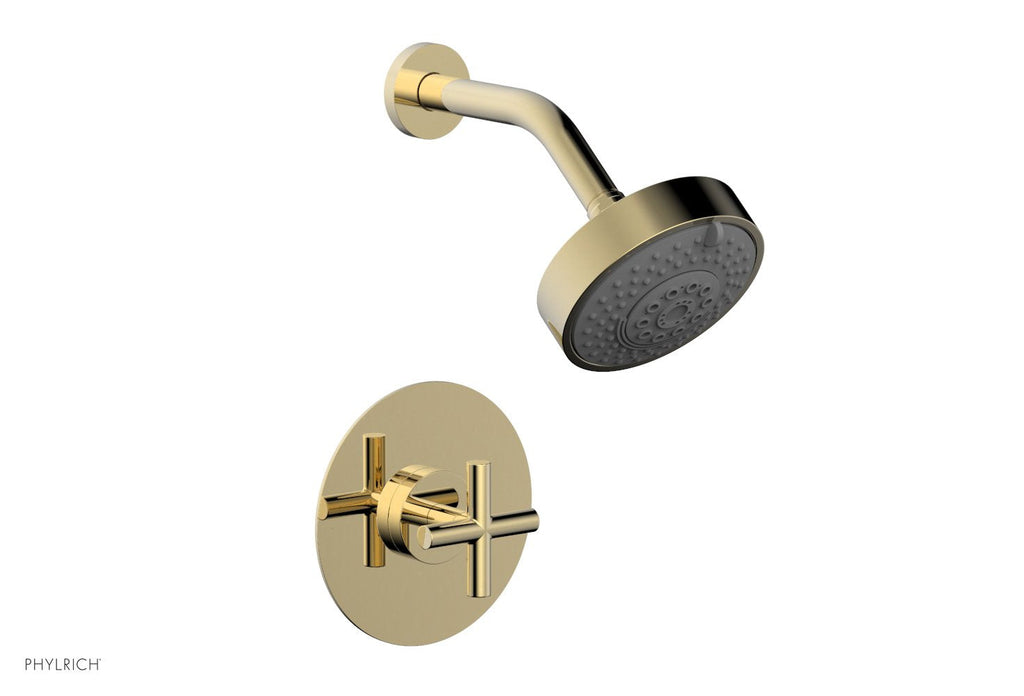 TRANSITION   Pressure Balance Shower Set   Cross Handle by Phylrich - Old English Brass