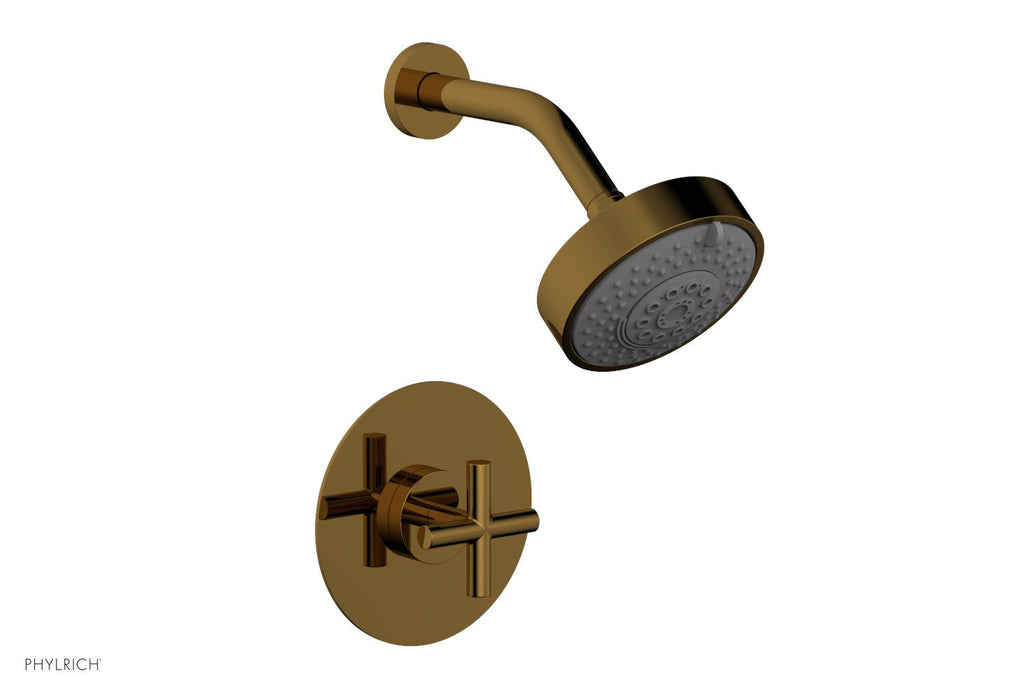 TRANSITION   Pressure Balance Shower Set   Cross Handle by Phylrich - Polished Gold