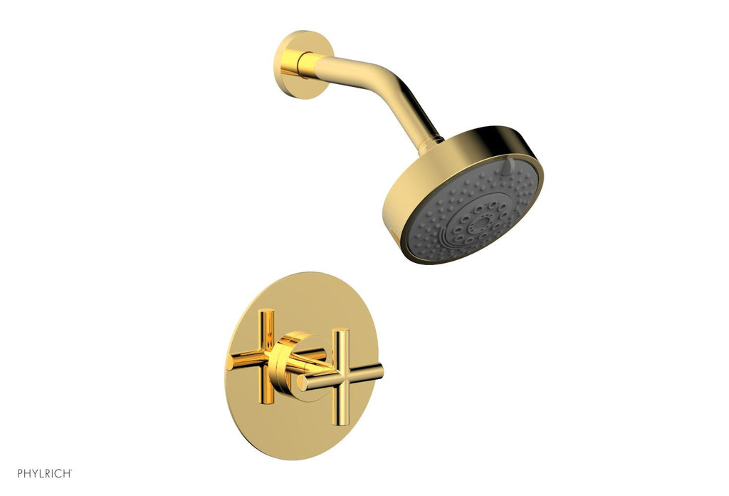 TRANSITION   Pressure Balance Shower Set   Cross Handle by Phylrich - Satin Gold