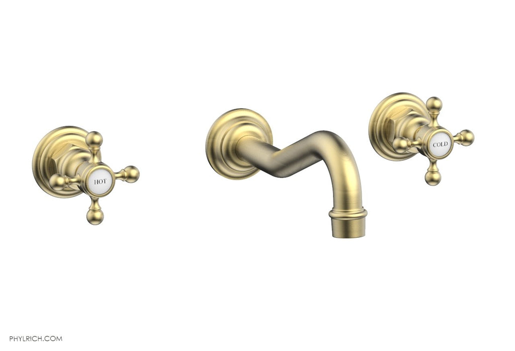 HENRI Wall Lavatory Set With Cross Handles by Phylrich - Burnished Gold