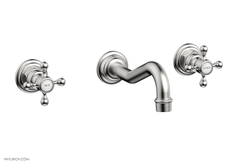 HENRI Wall Lavatory Set With Cross Handles by Phylrich - Satin Chrome
