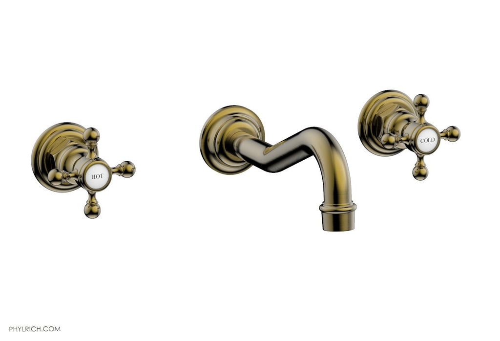 HENRI Wall Lavatory Set With Cross Handles by Phylrich - Antique Brass