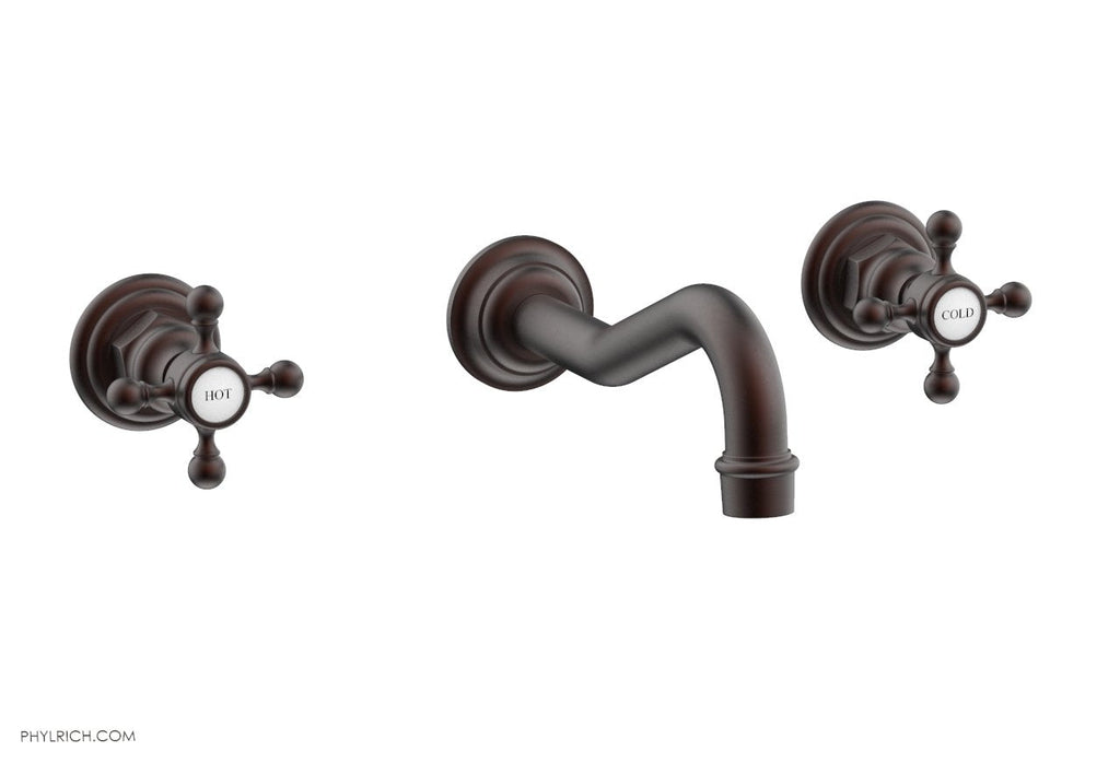 HENRI Wall Lavatory Set With Cross Handles by Phylrich - Weathered Copper