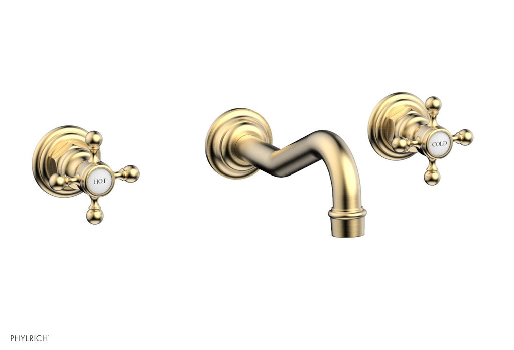 HENRI Wall Lavatory Set With Cross Handles by Phylrich - Satin Brass