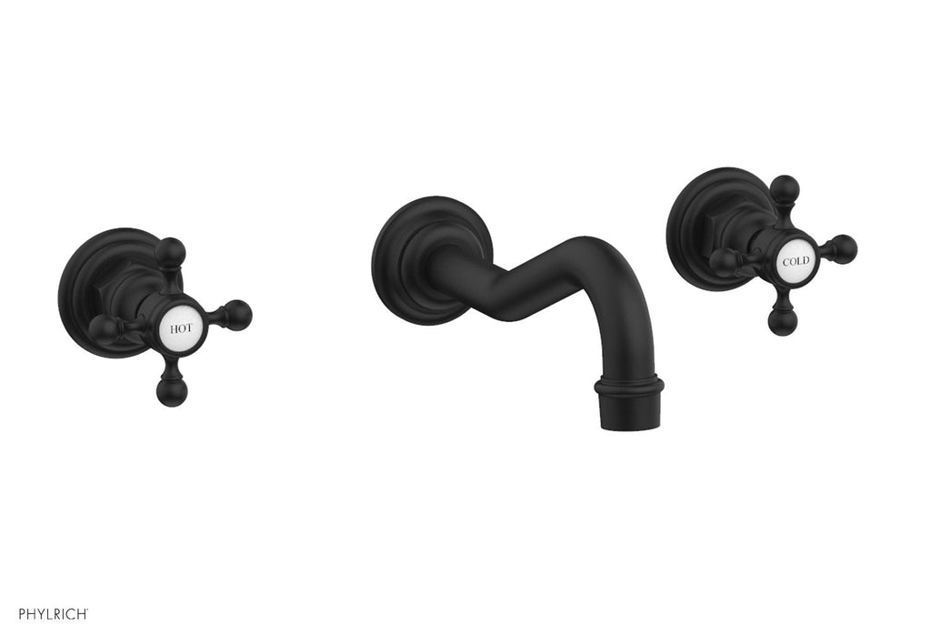 HENRI Wall Lavatory Set With Cross Handles by Phylrich - Matte Black