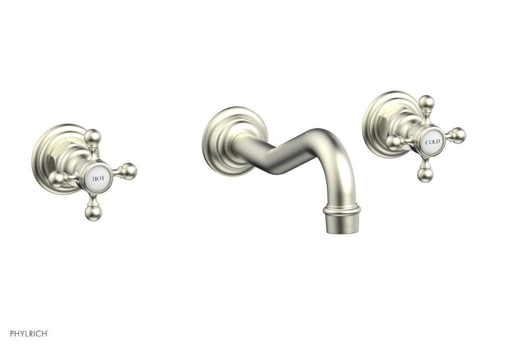 HENRI Wall Lavatory Set With Cross Handles by Phylrich - Satin Nickel