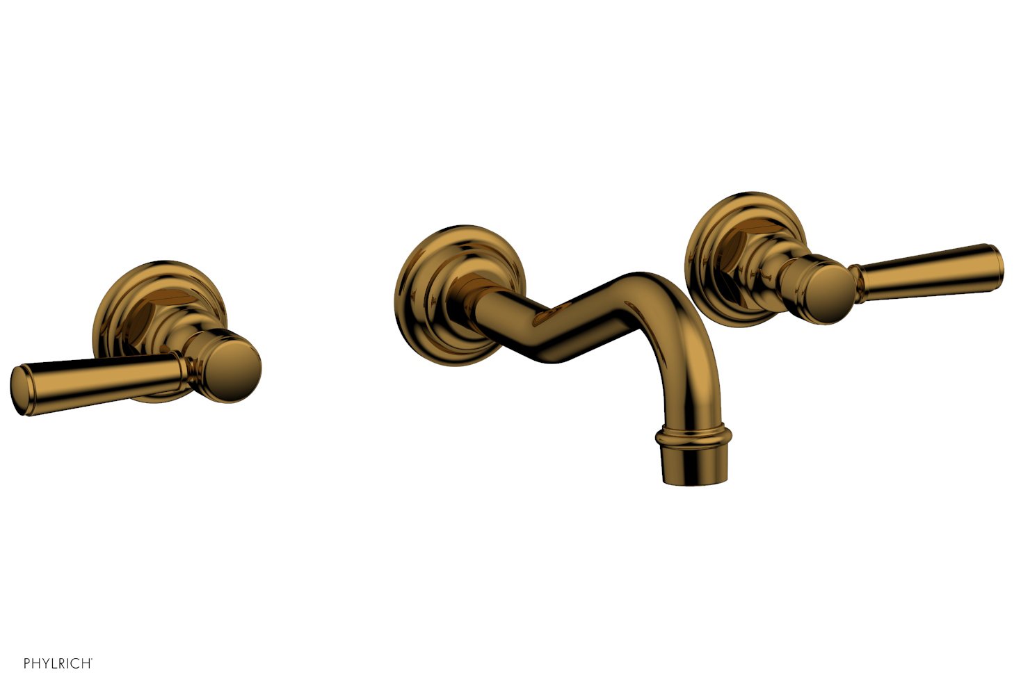 HENRI Wall Lavatory Set   Lever Handles by Phylrich - French Brass