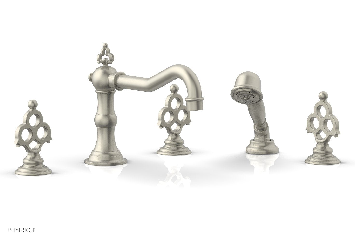 7-7/8" - Polished Brass Uncoated - MAISON Deck Tub Set with Hand Shower  by Phylrich - New York Hardware