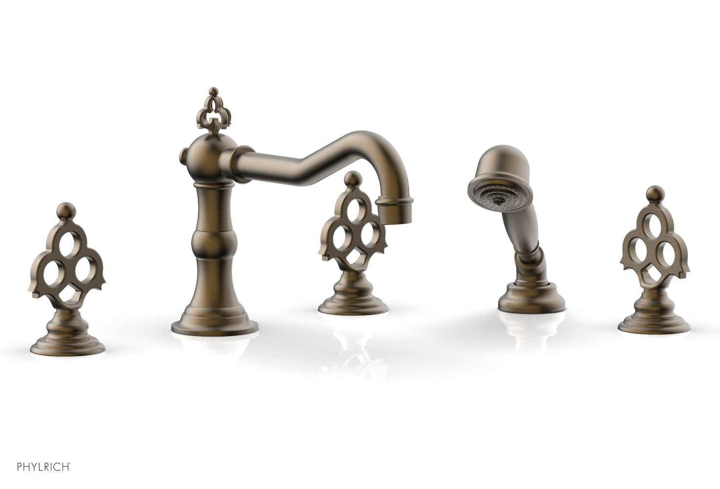 7-7/8" - Antique Brass - MAISON Deck Tub Set with Hand Shower  by Phylrich - New York Hardware