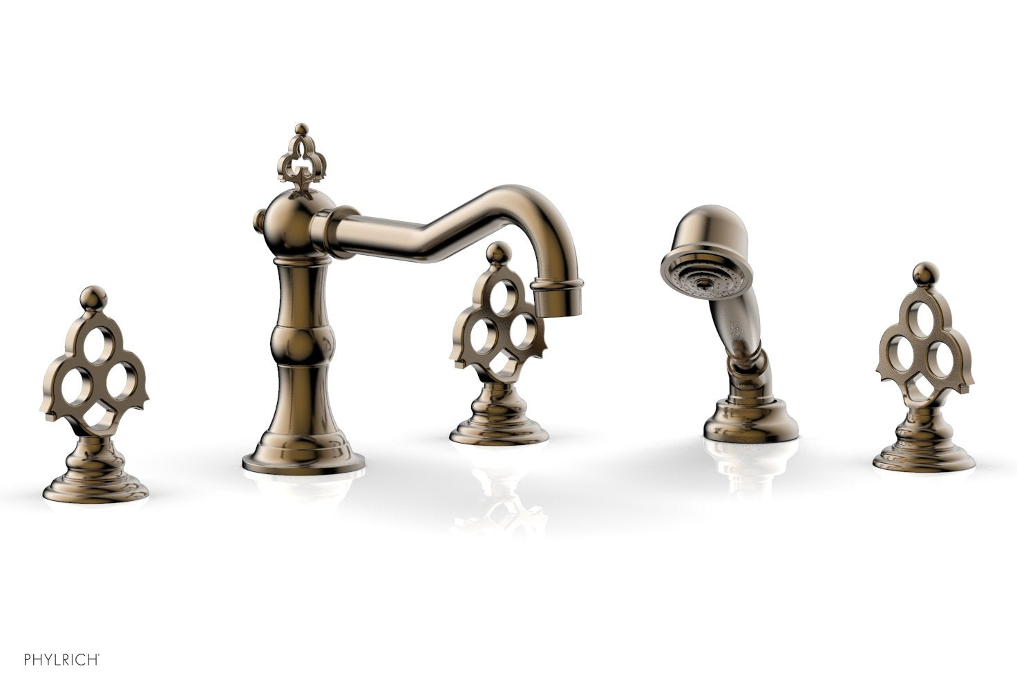 7-7/8" - Antique Bronze - MAISON Deck Tub Set with Hand Shower  by Phylrich - New York Hardware