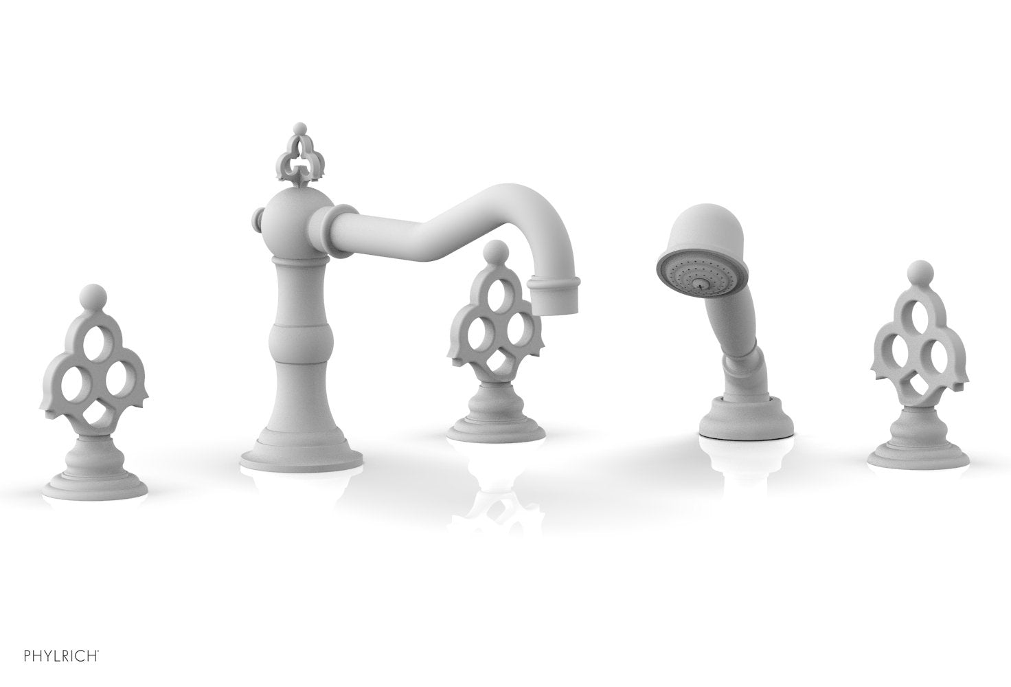 7-7/8" - Satin White - MAISON Deck Tub Set with Hand Shower  by Phylrich - New York Hardware