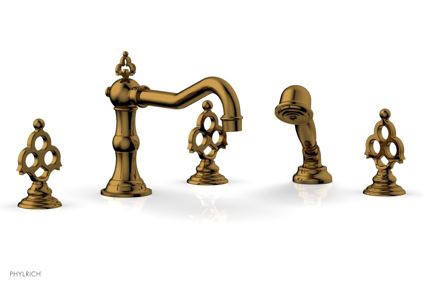 7-7/8" - Polished Gold - MAISON Deck Tub Set with Hand Shower  by Phylrich - New York Hardware