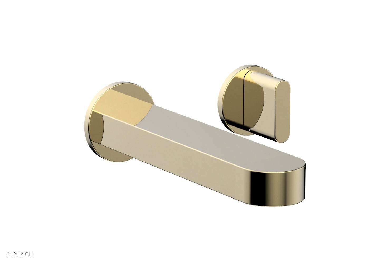 ROND Single Handle Wall Lavatory Set   Blade Handles by Phylrich - Old English Brass