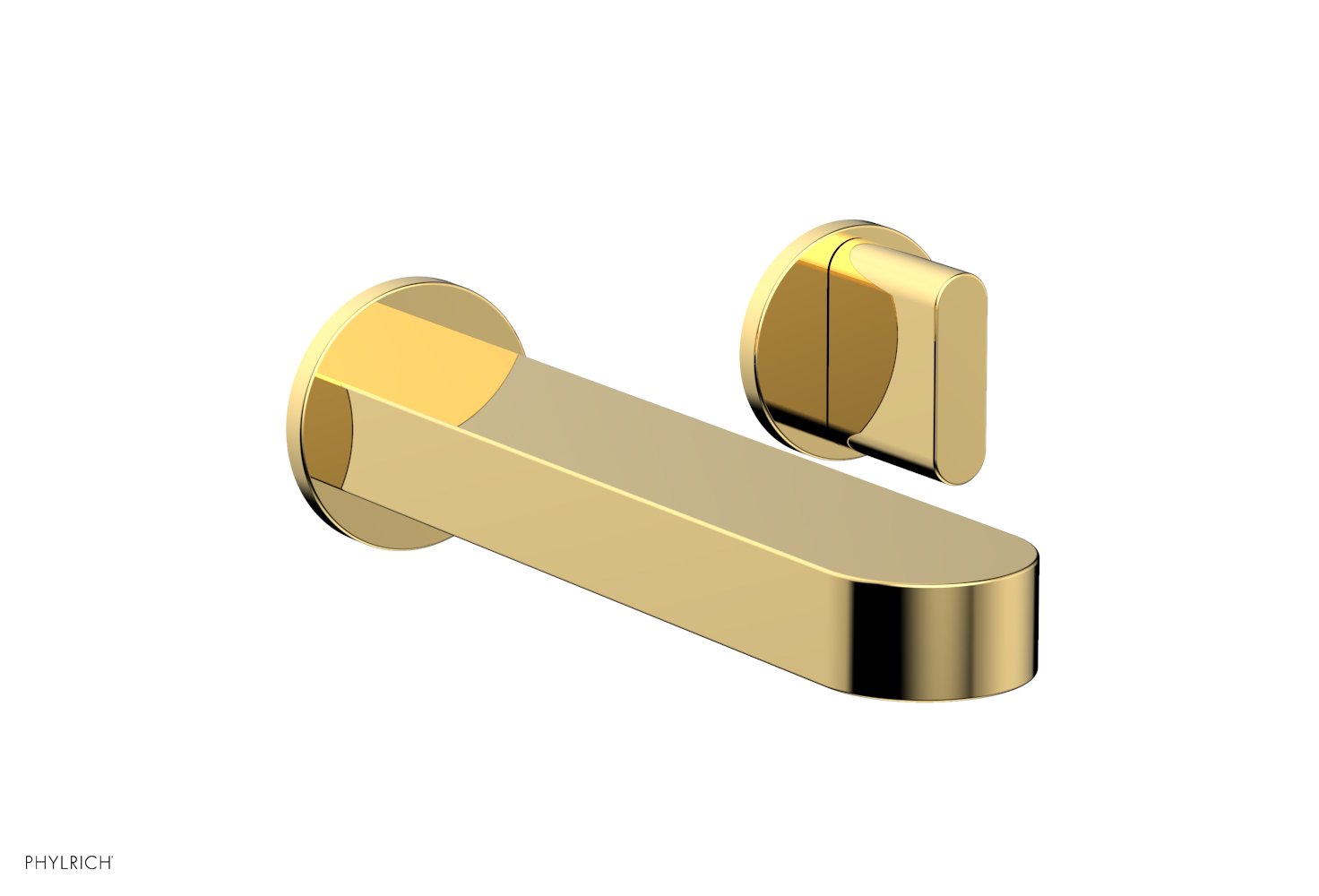 ROND Single Handle Wall Lavatory Set   Blade Handles by Phylrich - Satin Gold