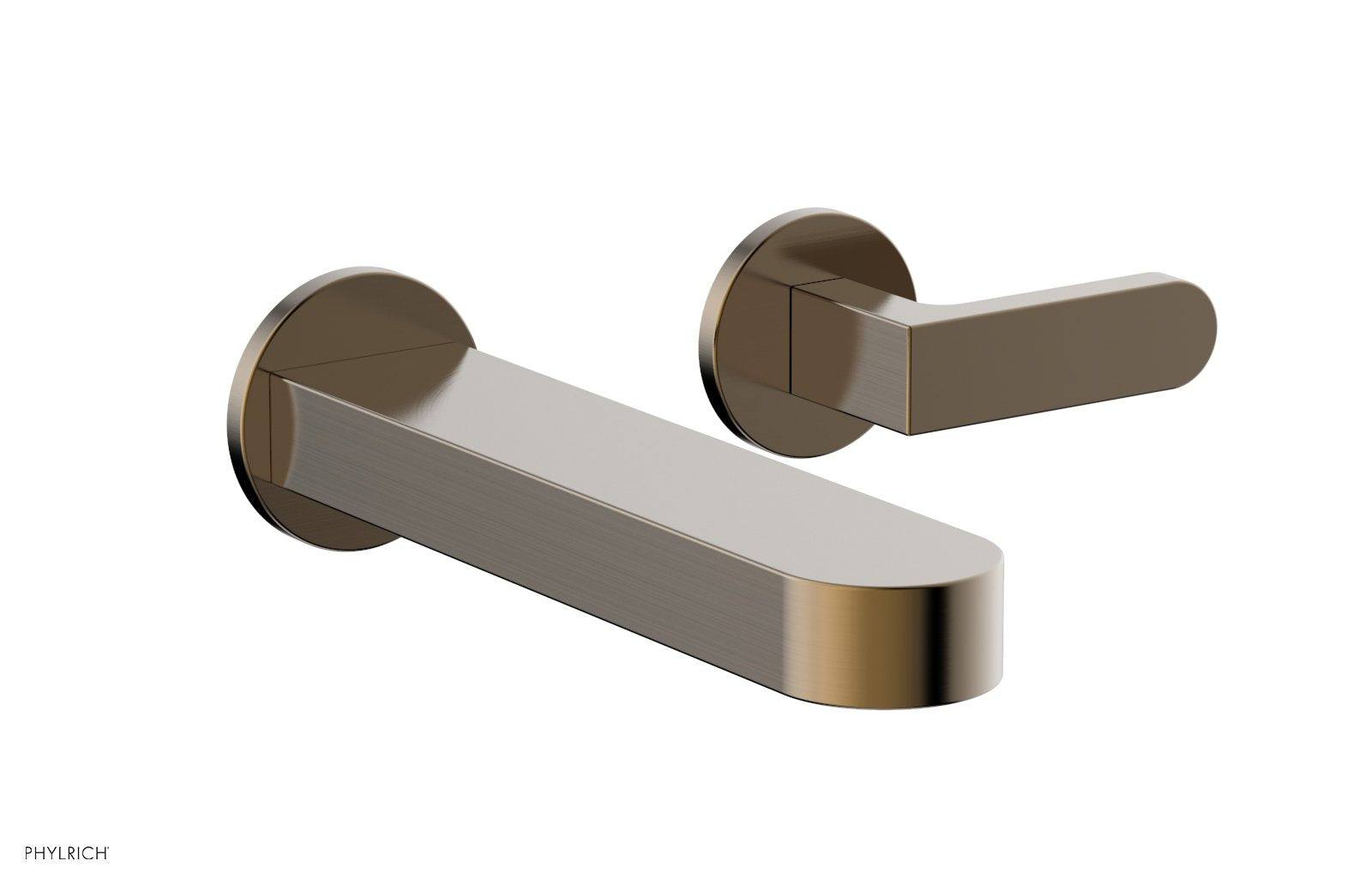 ROND Single Handle Wall Lavatory Set   Lever Handles by Phylrich - Antique Brass