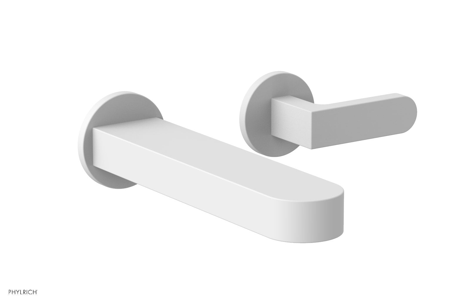 ROND Single Handle Wall Lavatory Set   Lever Handles by Phylrich - Satin White