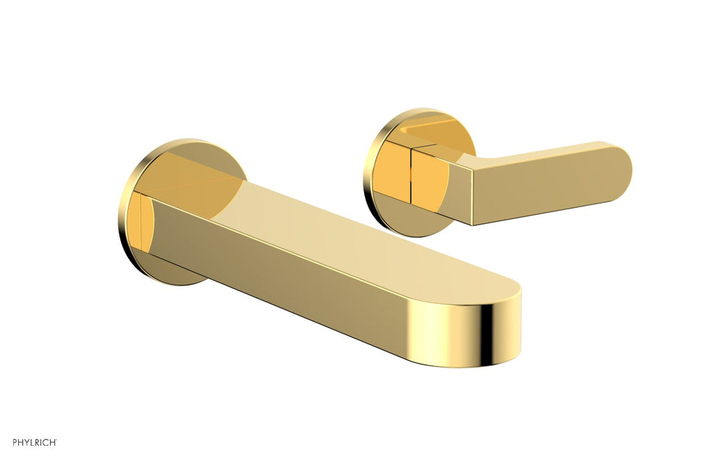 ROND Single Handle Wall Lavatory Set   Lever Handles by Phylrich - Satin Gold
