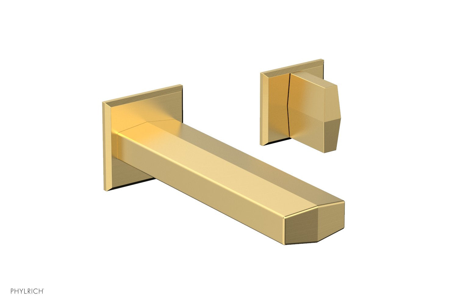 DIAMA Single Handle Wall Lavatory Set   Blade Handles by Phylrich - Satin Chrome