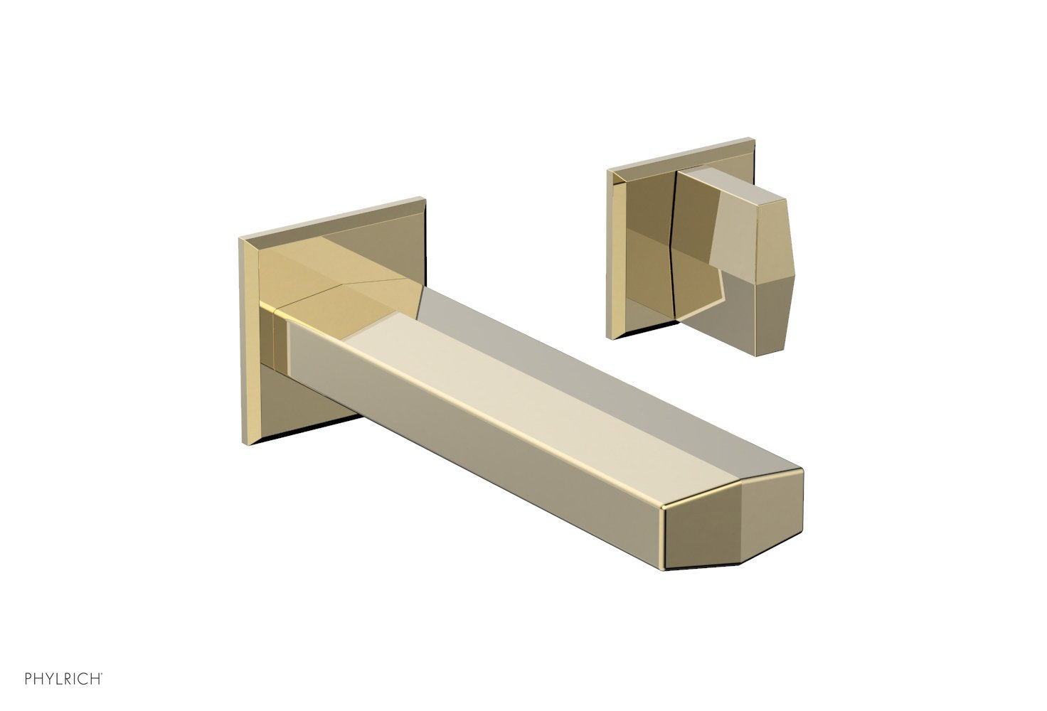 DIAMA Single Handle Wall Lavatory Set   Blade Handles by Phylrich - Old English Brass