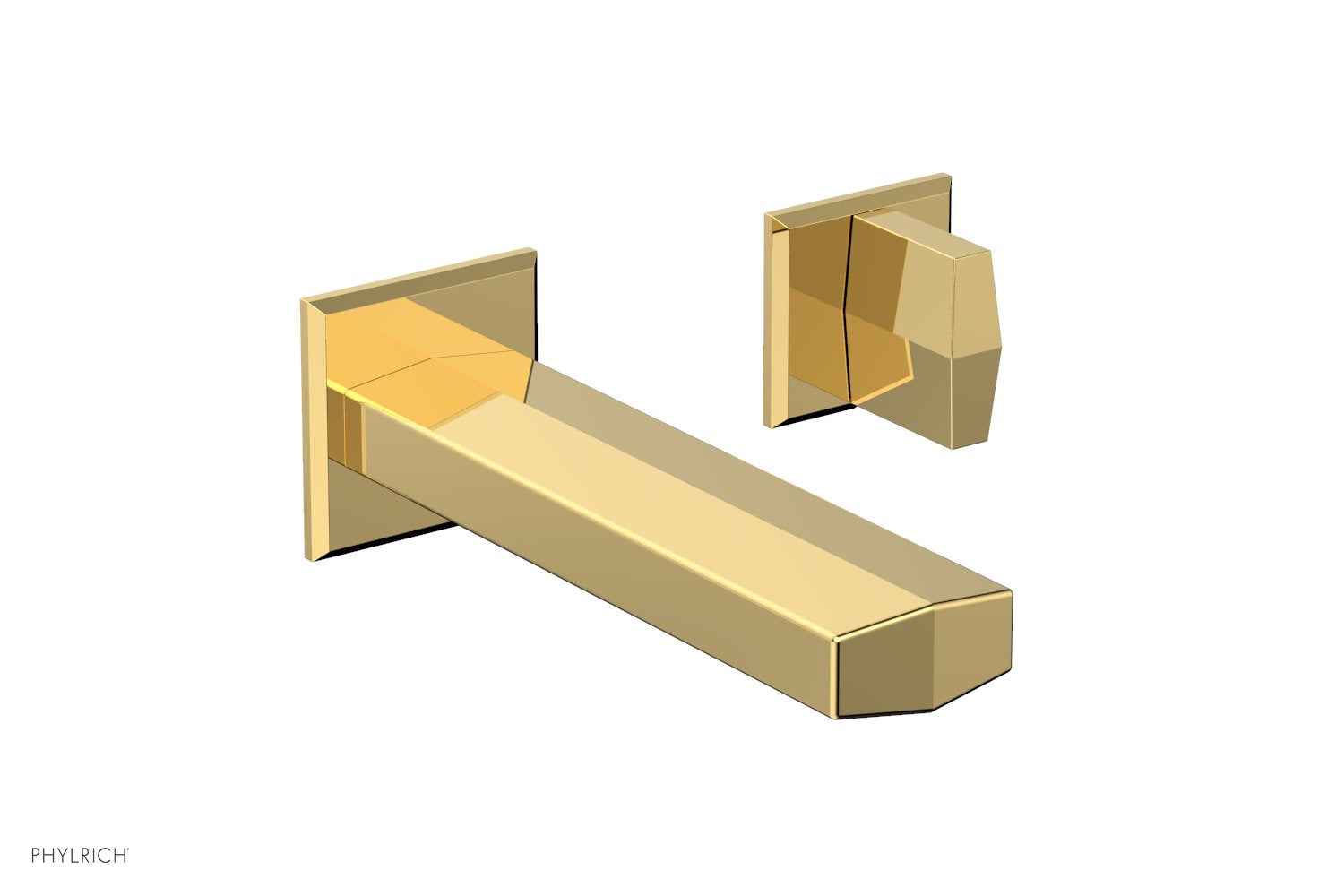 DIAMA Single Handle Wall Lavatory Set   Blade Handles by Phylrich - Satin Gold