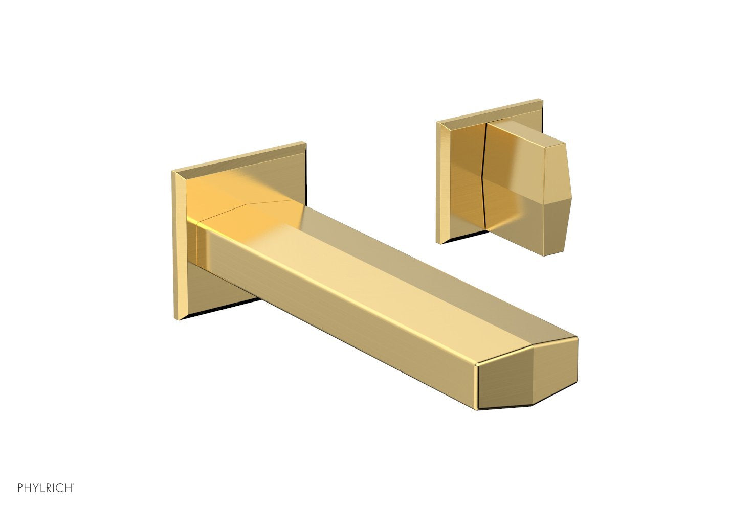 DIAMA Single Handle Wall Lavatory Set   Blade Handles by Phylrich - Burnished Gold