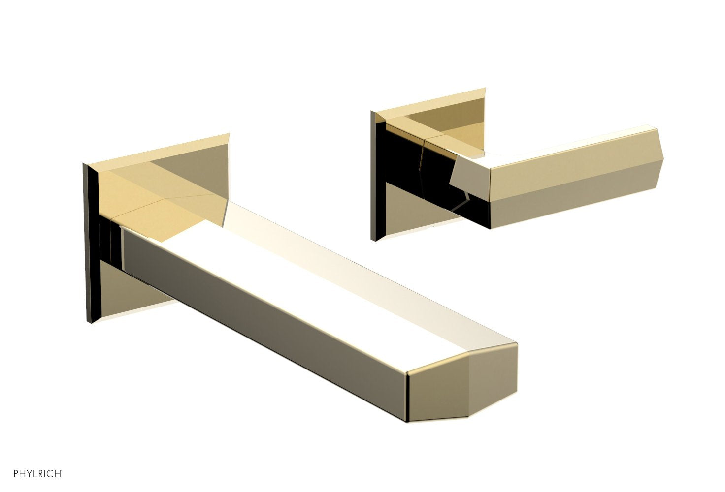 DIAMA Single Handle Wall Lavatory Set   Lever Handles by Phylrich - Polished Brass Uncoated